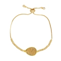 Elegant gold plated box chain bracelet with teardrop druzy pendant and adjustable slide - Gold