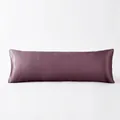 Silky dark purple satin long pillowcase with smooth glossy finish on white background - Dust Rose