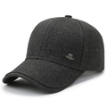 Dark grey men's baseball cap featuring a premium textured fabric and a metal side emblem - Adjustable / Dark Gray