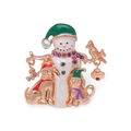Christmas snowman and animal brooch in rose gold with colorful enamel and rhinestones - Snowman and Animals