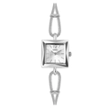 Silver square dial ladies watch with unique metallic chain bracelet and minimalist design - Snake Chain Silver White