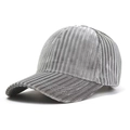 Gorra de béisbol unisex de pana gris con textura acanalada y visera reforzada - L(58-60cm) / Gris claro