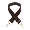 Adjustable dark coffee wide bag strap with geometric patterns and gold metal hardware - Dark Coffee / Gold Buckle