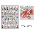 5D embossed nail stickers featuring elegant white and blue floral patterns model STZ-5D29 - STZ-5D29 Blue White Flower
