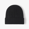 Gorro negro grueso de punto trenzado con dobladillo ancho para hombre y mujer - Negro
