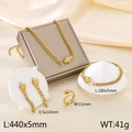 Vergoldetes Schlangen-Schmuckset mit grünen Augen: Kette, Armband und Ring Set - Einheitsgröße Ring / Gold mit grünen Augen