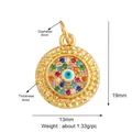 Golden Evil Eye charm pendant 13mm with blue stone and colorful zircon crystals - Multicolor Eye