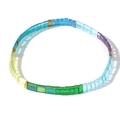 Colorful TILA bead handmade woven bracelet with gradient tiles and gold spacers - Blue Gradient Style