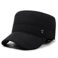 Cappello militare nero invernale da uomo con logo sportivo e fodera in pile calda - Regolabile / Nero