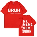 Red Mother's Day T-shirt with BRUH print and mom life ladder text on white background - XS / Red