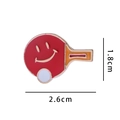 Spilla smaltata carina a forma di racchetta da ping-pong rossa con faccina - Pallina da ping pong (Senza confezione in cartone) YH994#