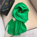 Vibrant green 100% Australian wool scarf featuring elegant tassel fringe and a soft texture - Grass Green
