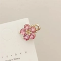 Pink crystal flower hair claw clip with golden metal core on a white display card - Pink Mini Claw (Approx. 2.2CM)