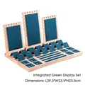 Green microfiber and wood jewelry display set for necklaces and rings in 39cm size - Emerald Green Integrated Set