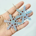 Sparkling silver laser snowflake dangle earrings with glittery acrylic texture - Silver Glitter Snowflake