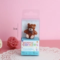 Cute brown bear birthday candle with brown bow tie and 3cm height measurement - Single Little Bear Candle