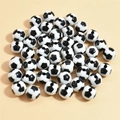 DIY black and white soccer pattern acrylic spacer beads for sports bracelet making - 10mm Football White Background Black Block