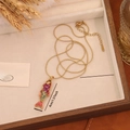Golden snake chain necklace with colorful enamel koi fish pendant on wooden jewelry tray - Multicolor Enamel Koi Style (10#)