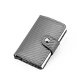 Slim RFID blocking wallet in carbon fiber texture with metallic snap closure for men - Carbon Fiber Texture / Silver