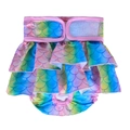 Rainbow mermaid scale pet physiological panty with pink ruffle trim and velcro - S / Rainbow Scales (Mermaid)