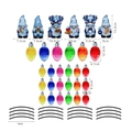 Christmas gnome magnets with reflective honeycomb pattern and colorful bulb stickers - RFM036+RFM032: 6 Large Bulbs + 18 Small Bulbs + 16 Lines + Gnomes