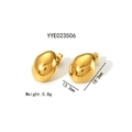 Minimalist gold teardrop stud earrings in polished stainless steel 18.2mm by 13.3mm - Stud Earrings (YYE023506)