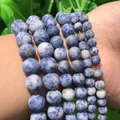 Blue sodalite stone beads in various sizes for DIY jewelry and necklace making - Frosted Blue Dot Stone / 4mm/1 Piece Approximately 90 Pieces/10g