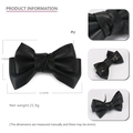Elegant black PU leather bow hair clip with size dimensions and detailed texture view - Black