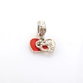 Ciondolo a cuore creativo DIY con smalto rosso e cristalli pavé per fare gioielli - Cuore Rosso Traforato Argento