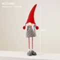 Gnome de Noël rouge avec longues jambes rayées, tenue grise et nez lumineux, hauteur de 65cm - Grand Gnome Debout avec Jupe et Lumière (WZ23-006L)