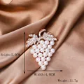 Elegant gold grape brooch with white pearls and rhinestones on silk, size 5x4cm - Y-12 Pearl Grape Shape Brooch