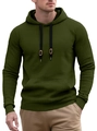 Men's dark green waffle knit hoodie with drawstring and rib cuffs in a casual style - S / Army Green