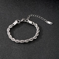 Pulsera de cadena retorcida ajustable de acero inoxidable plateado con cierre de langosta - Pulsera de 16+5cm-Ancho 2mm / Color Acero