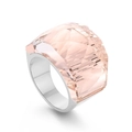 Übertriebener großer rosa Kristallglasring mit poliertem silbernem Stahlband - US 6 / Rosa (KR37533-K)
