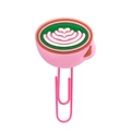 Pink metal paperclip with creative cartoon latte art coffee cup decorative top for students - 4112-06 Pink Coffee Cup
