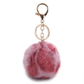 Pink and purple gradient faux rabbit fur pom pom keychain with rose gold metal clasp - Leopard Print 60 Pink Purple Pom-pom / Elastic Band (No Hardware)