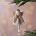 Plush Christmas angel ornament with gold wings and lace hanging on a tree 17x9cm - No.4 (Khaki Angel)