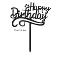 Black acrylic Happy Birthday cake topper with star design, 11x13.4cm 10 pieces pack - Happy Birthday Style 5 (Black) / 10 Pcs