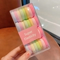Set di elastici per capelli ad alta elasticità in colori macaron in scatola trasparente - Confezione in scatola / 9# Serie Colori Chiari (32 Pezzi/Scatola)