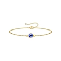 Detail of gold paperclip chain bracelet with blue evil eye charm and lobster clasp closure - Gold Minimalist Fine Chain #4 (Iron Chain)