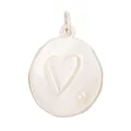 Runder goldener Anhänger mit Herz-Detail und kleiner Perle für DIY-Schmuckherstellung - Cremeweiß L255178-White Gold
