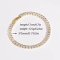 Dettaglio bracciale tennis dorato 17cm con zirconi a goccia 3x5mm e misure del prodotto - Taglio a Pera (Gold 4) / Oro