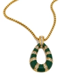 Collana placcata oro 18K con ciondolo a goccia verde e cristalli brillanti incastonati - Oro-Verde