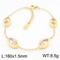 18K gold plated stainless steel bracelet featuring marquise-cut white glass stones - Gold Marquise Gemstone Bracelet (KB168261-KLX)