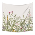 Dettaglio macro dell'arazzo bohémien con illustrazioni di fiori selvatici vintage - 73X95CM (Spazzolato Transfrontaliero) / ZJ623-53/Fiori Selvatici Realistici Beige