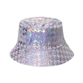 Iridescent purple houndstooth bucket hat with holographic laser finish for women - 58cm / Light Purple
