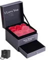 Gray double-layer jewelry box with 9 red soap roses and drawer for necklace storage - Rose Jewelry Gift Box Set / Gray