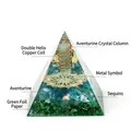 Orgone energy pyramid with green aventurine crystal pillar and copper spiral decor - No.20-Aventurine Column + Aventurine (Clarity)