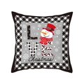 Kerst kussensloop met sneeuwpop print en zwart-witte geruite rand voor decoratie - TQR31-3/Love Christmas Sneeuwpop