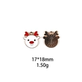 Macro shot of 17x18mm Christmas reindeer head alloy charm with red and gold enamel details - #10 Red Nose Elk